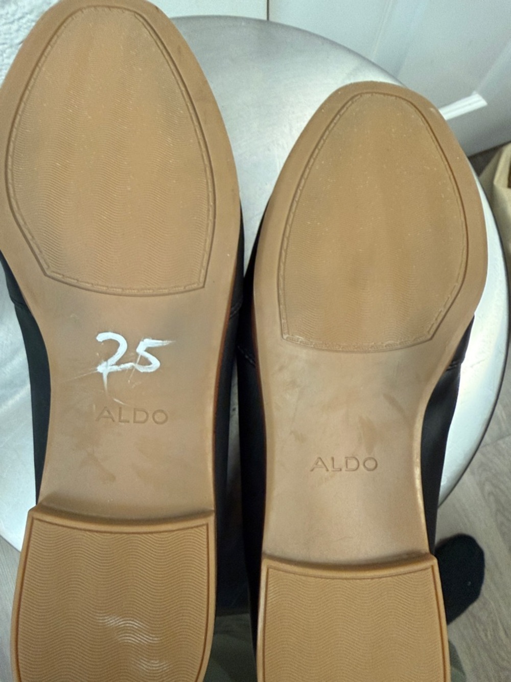 Aldo Black Slip-On Leather-Look Flats - Picture 2 of 4